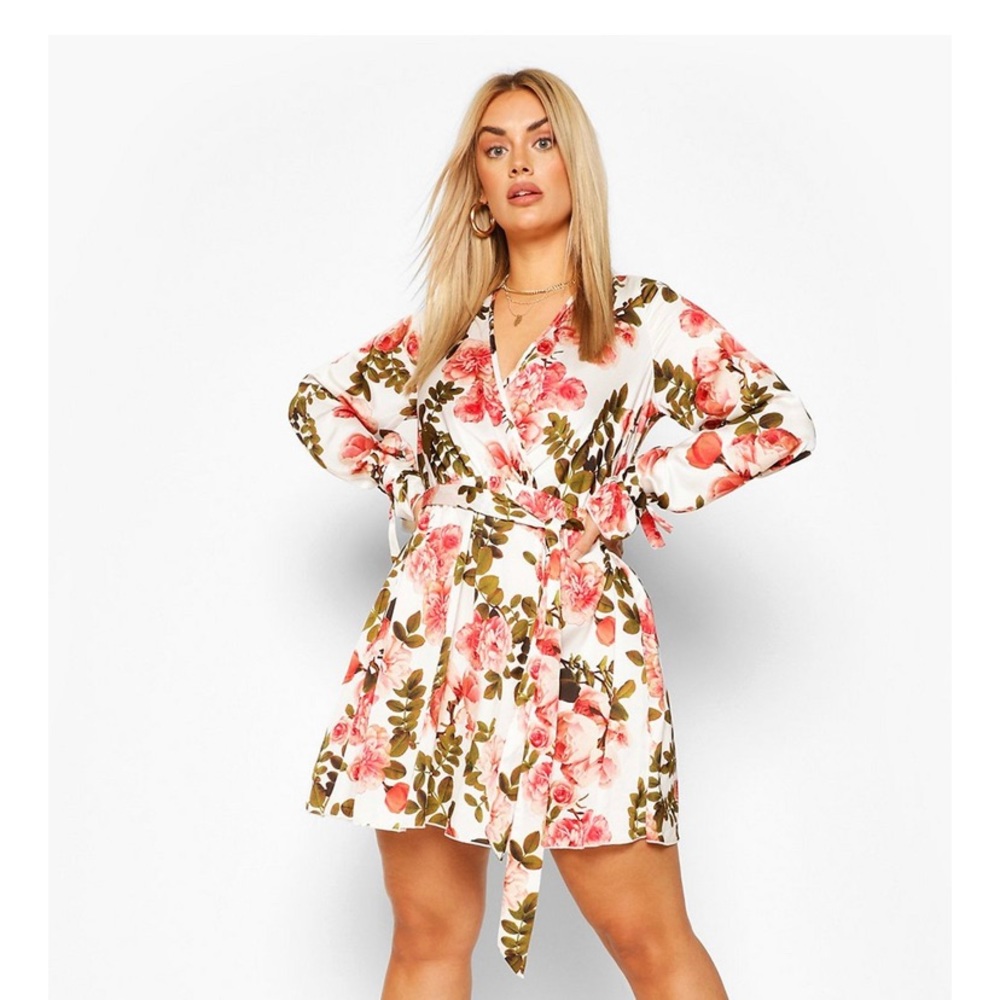 Floral Wrap Toe Waist Skater Dress